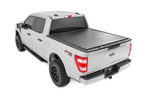 Ford F-150 Lightning Hard Roll Up Bed Cover - Rough Country - Flush, Low-Profile Design - Matte Black - '22-'24